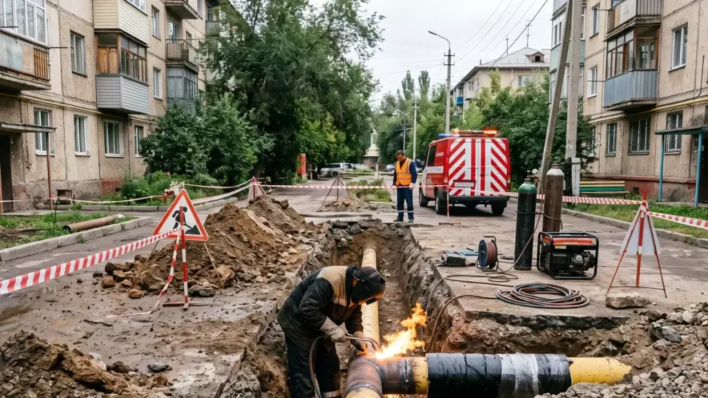 Көпқабатты үйдегі газ тіреуішін дәнекерлеу, Тауғұл шағын ауданы