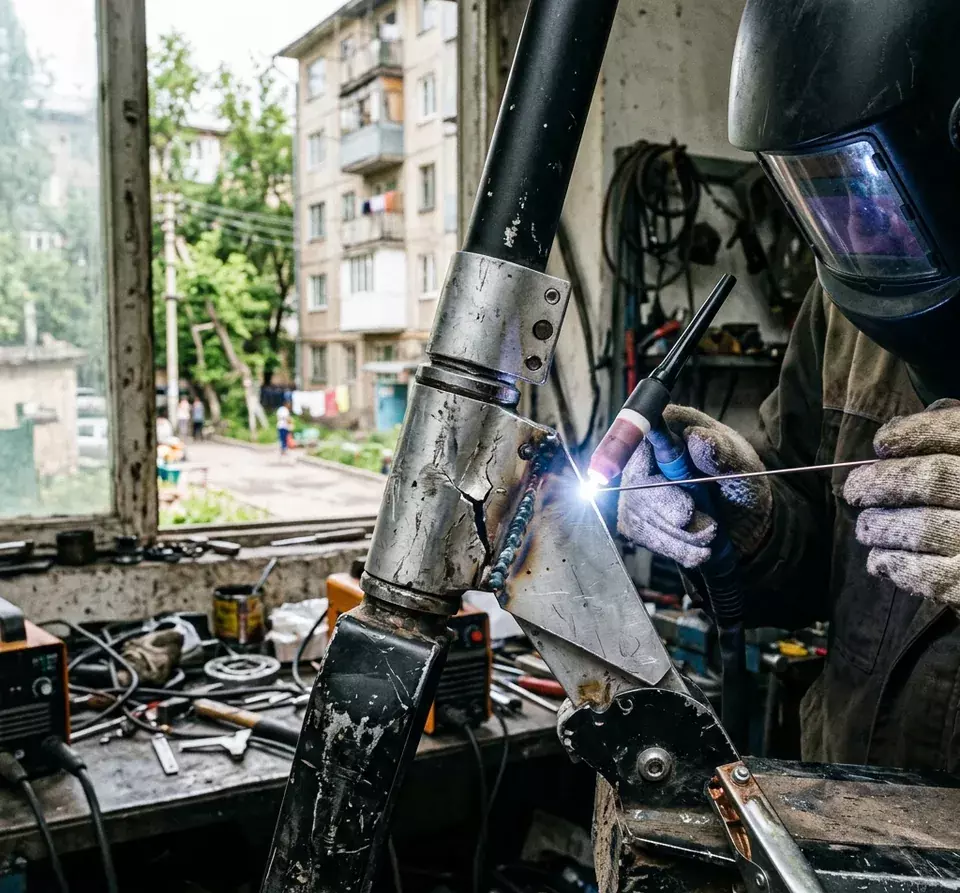 Repair of a broken steering column on an electric scooter in the Almaly district