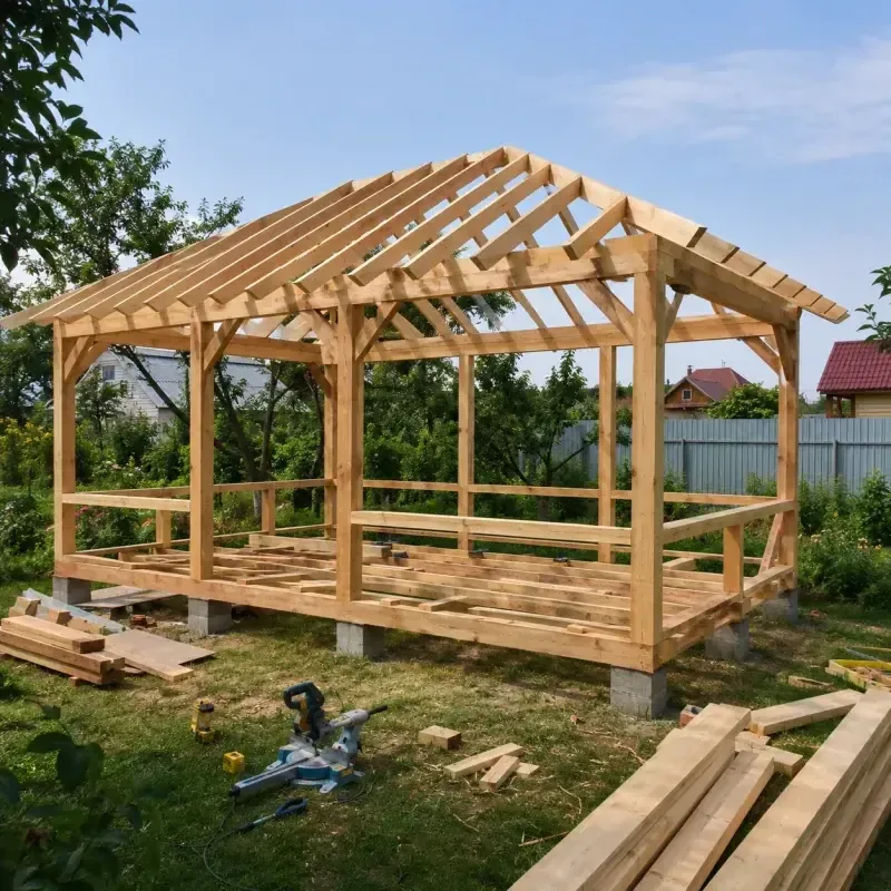 Саяжай телімінде қаңқаны құрастыру, Талгар, беседка 3×4 м