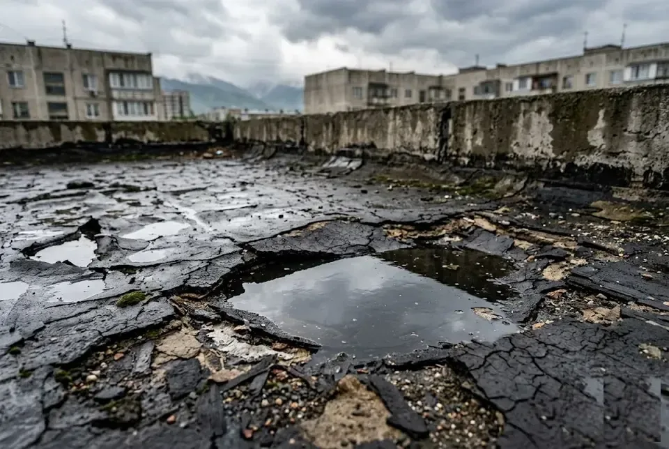 The main reasons why the roof leaks in an apartment — cracks and wear of the roofing covering of an apartment building